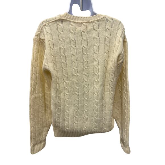 Vintage Jantzen Sweater Mens Medium White cream Cable Knit Virgin 60s fisherman - Picture 3 of 4